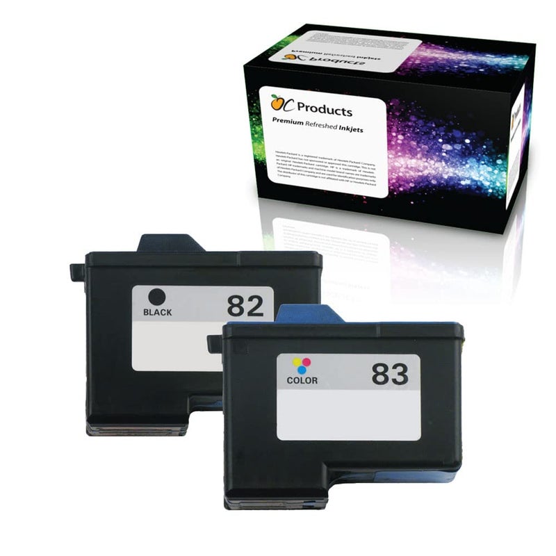 OCProducts Refilled Ink Cartridge Replacement for Lexmark 82 and Lexmark 83 for X5150 X6150 X6170 X6180 Z55 Z65 Printers 18L0032 18L0042 (1 Black 1 Color)